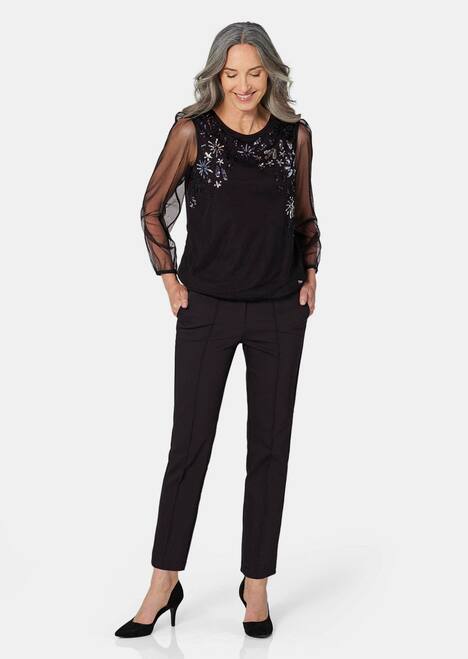 Shirt met lange, transparante mouwen