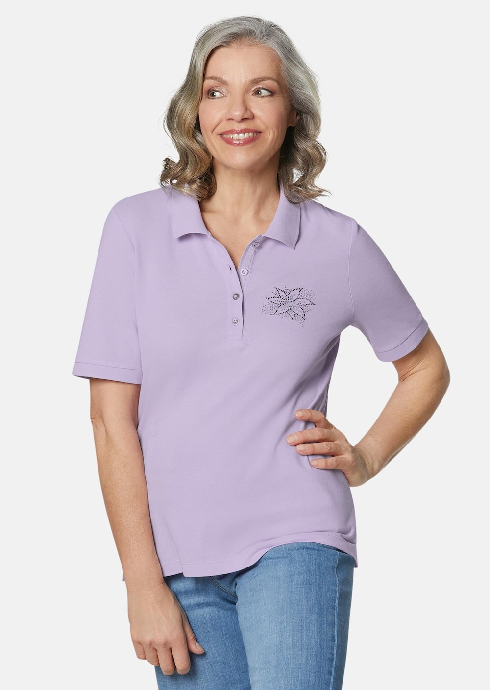 Basic-Poloshirt mit Stickerei aus reiner Baumwolle