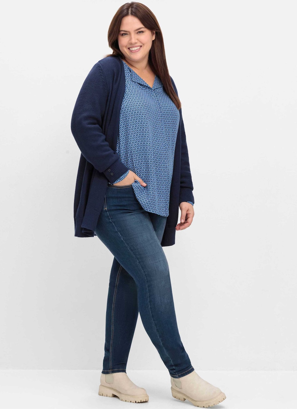 Hemdbluse Langarm Sonstiges Muster Ohne Kragen