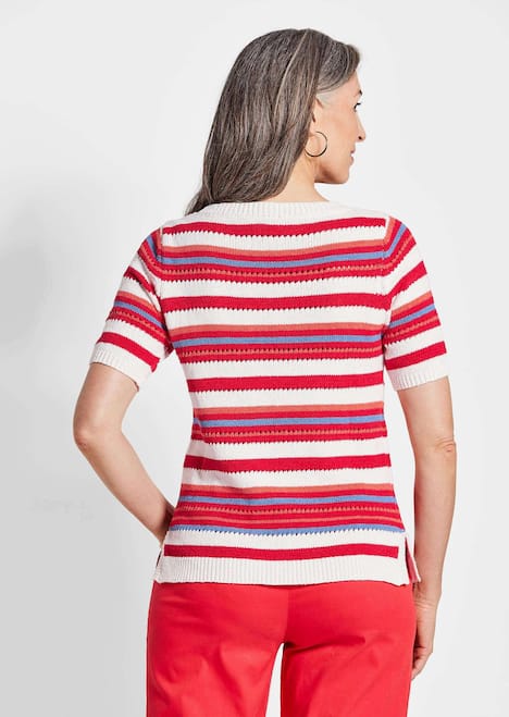 Streifenpullover mit U-Boot-Ausschnitt