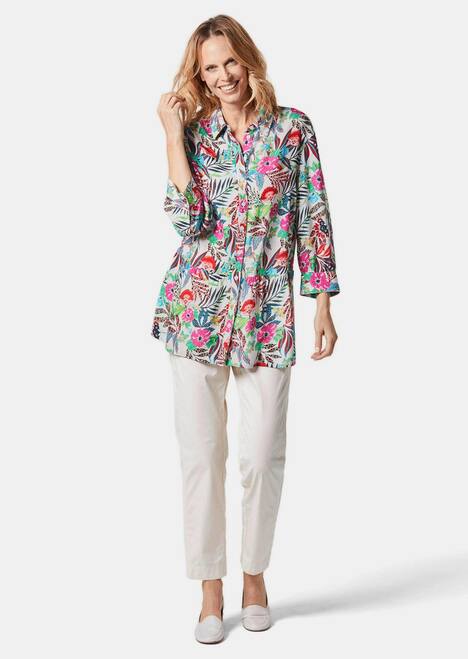 Gedessineerde blouse met exotisch patroon