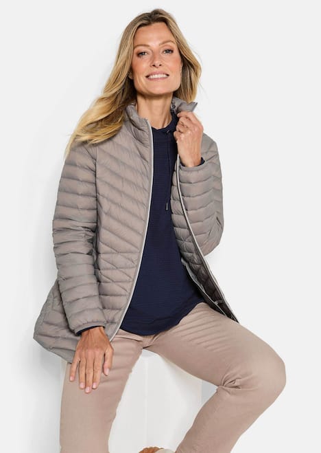 Herbstjacke mit Daunen, Stehkragen