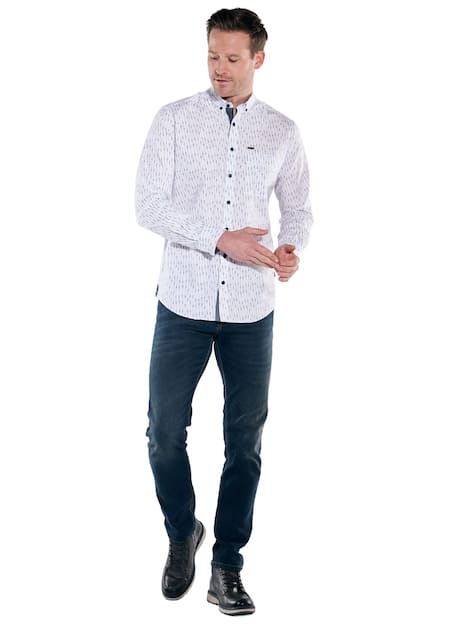 engbers Herren Hemd gemustert , Reinweiss