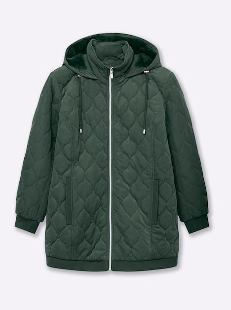 Steppjacke Blousonjacke mit Wellensteppung, warm wattiert Langarm Stehkragen