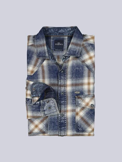 engbers Herren Langarm-Hemd kariert , Braun