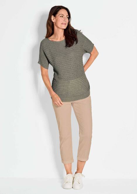 Kurzarm-Pullover mit Rippen