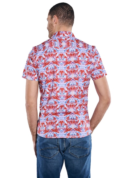 Herren Kurzarm-Hemd slim fit , Dunkelorange