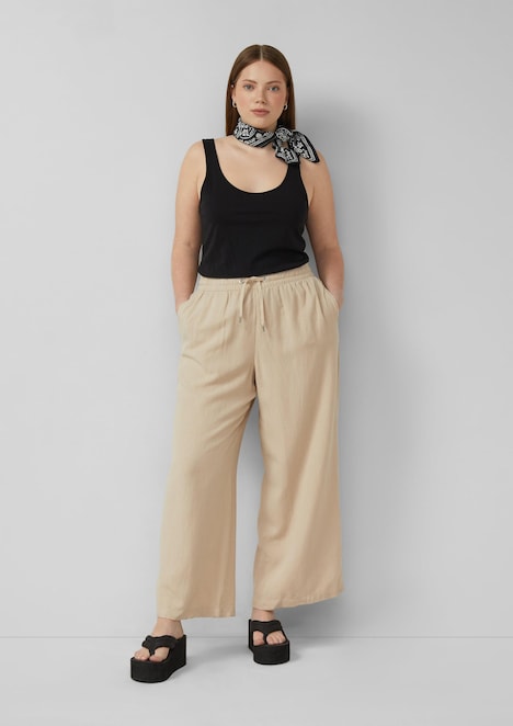 Leinenmix Hose mit weitem Bein