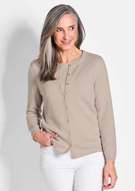 Kaschmirstrickjacke mit Rundhalsausschnitt