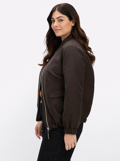 Jacke Jacke mit Leo-Alloverprint Langarm Fester Bund Stegkragen