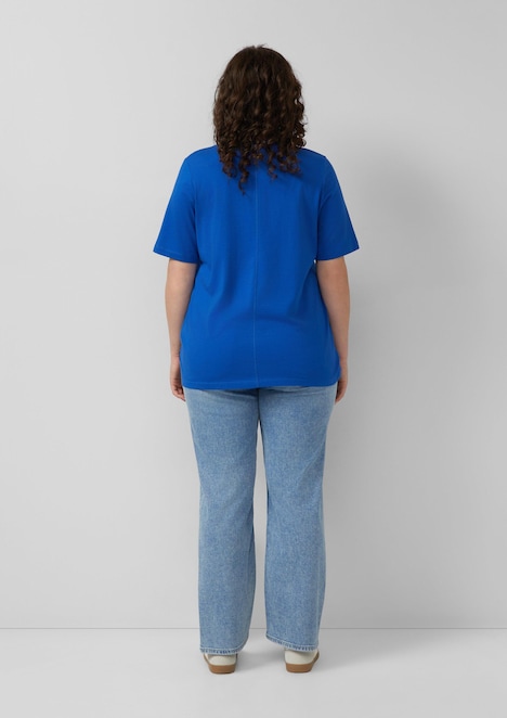 Baumwoll-T-Shirt mit Frontprint und Pailletten