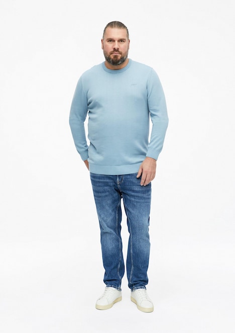 Baumwollpullover mit Logo-Stickerei