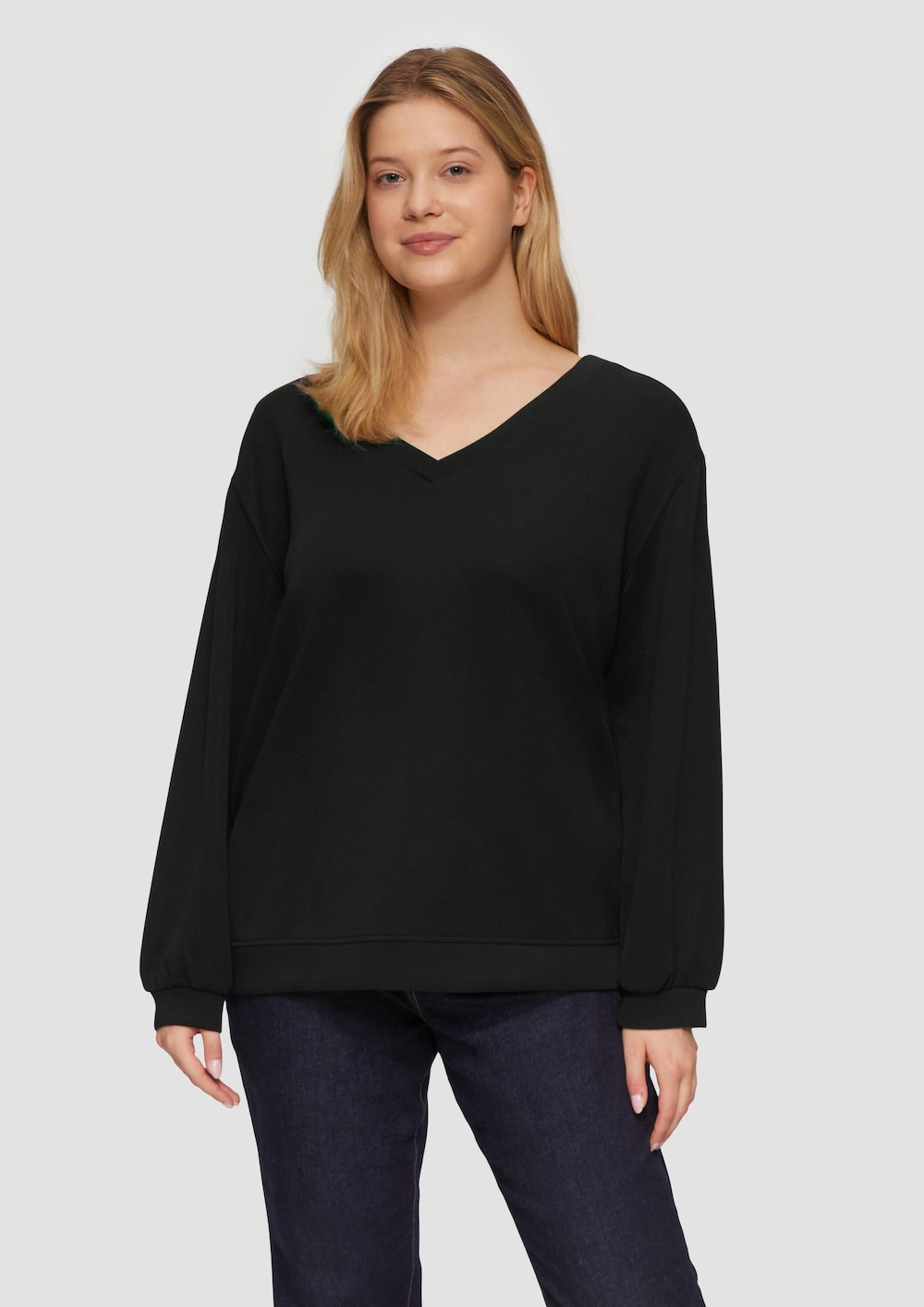 Scuba-Sweatshirt mit V-Ausschnitt