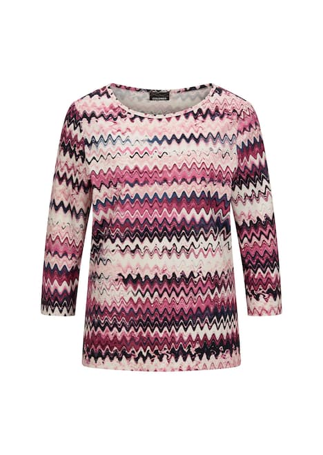 Halbarm-Viskosebluse, Zickzack-Design