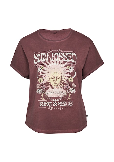 Gewaschenes Oversize-Shirt mit Frontprint