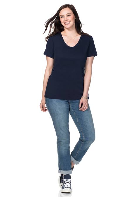 T-Shirt Kurzarm Uni Ohne Kragen