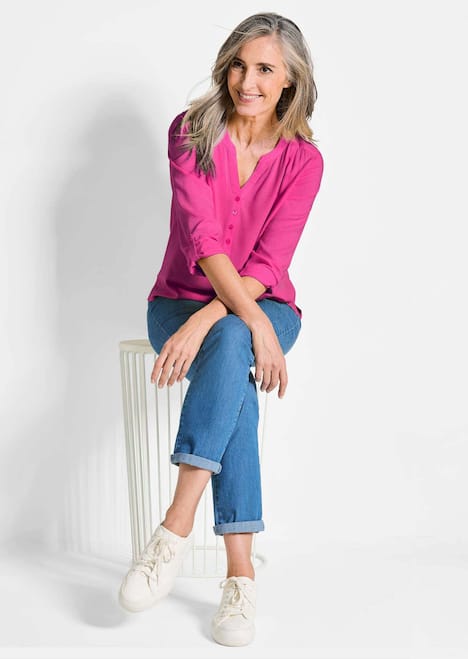 Elegante Viskosebluse mit V-Ausschnitt