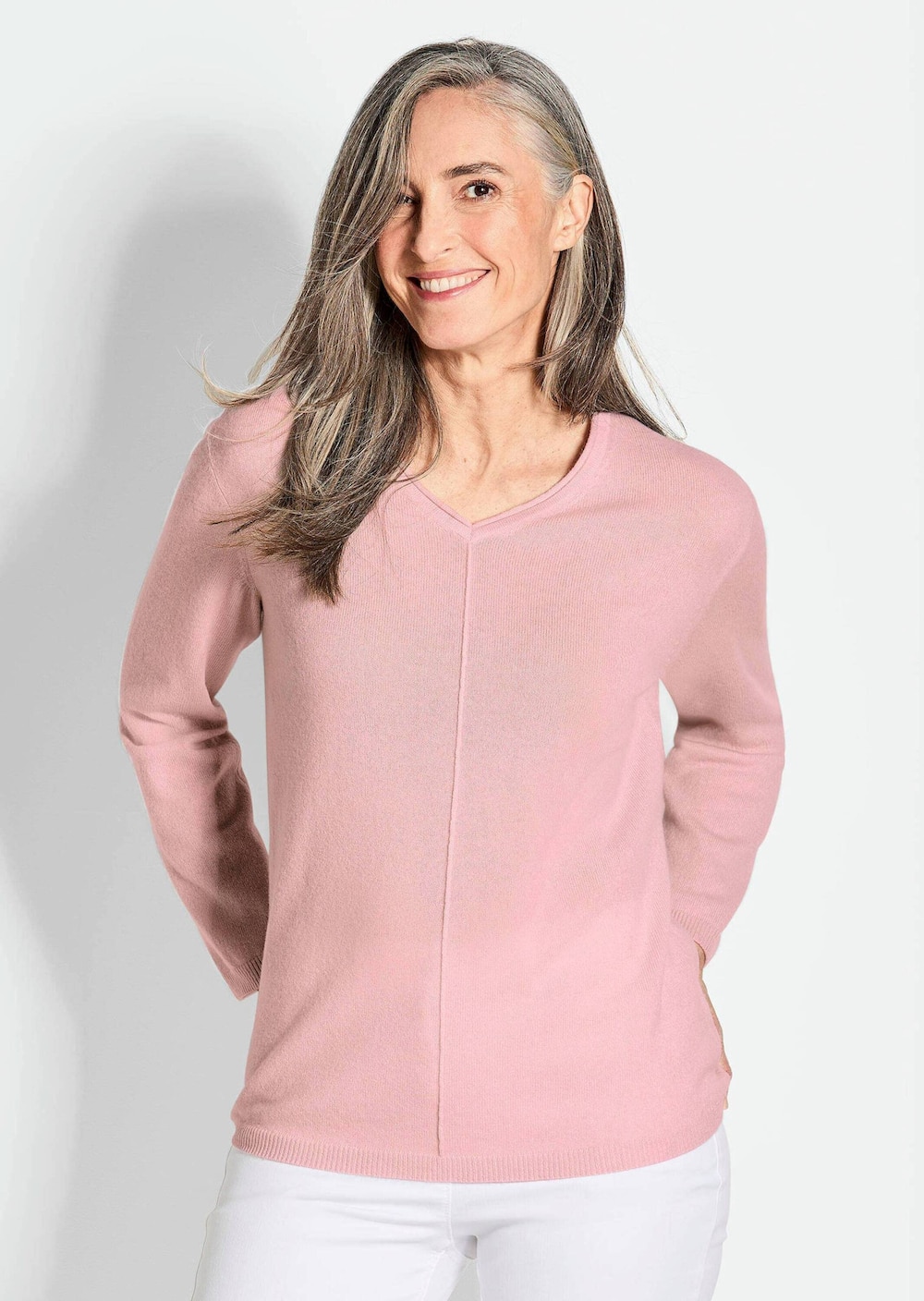 Kaschmirpullover mit V-Ausschnitt