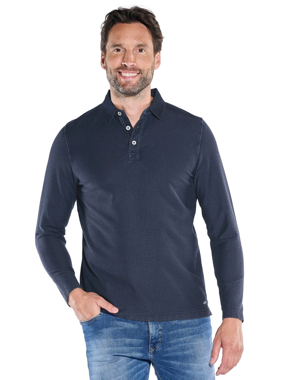 Langarm-Shirt mit Polokragen
