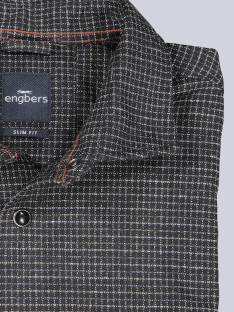 Herren Overshirt mit Druckknöpfen , Schwarz