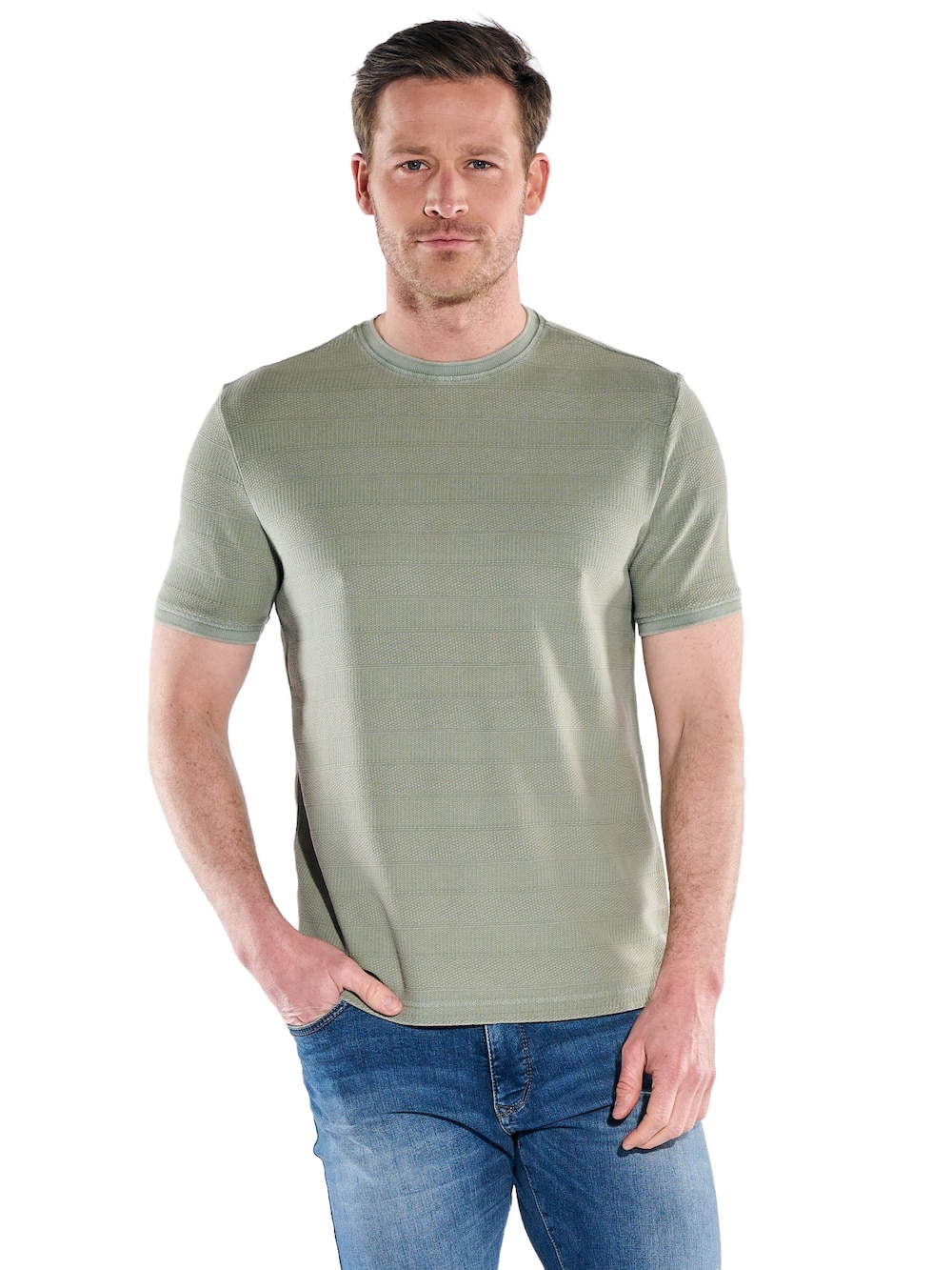 Herren Strukturiertes T-Shirt im Streifendesign , Gruen