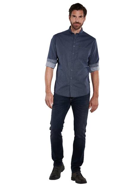 engbers Herren Langarm-Hemd gemustert , Saphirblau