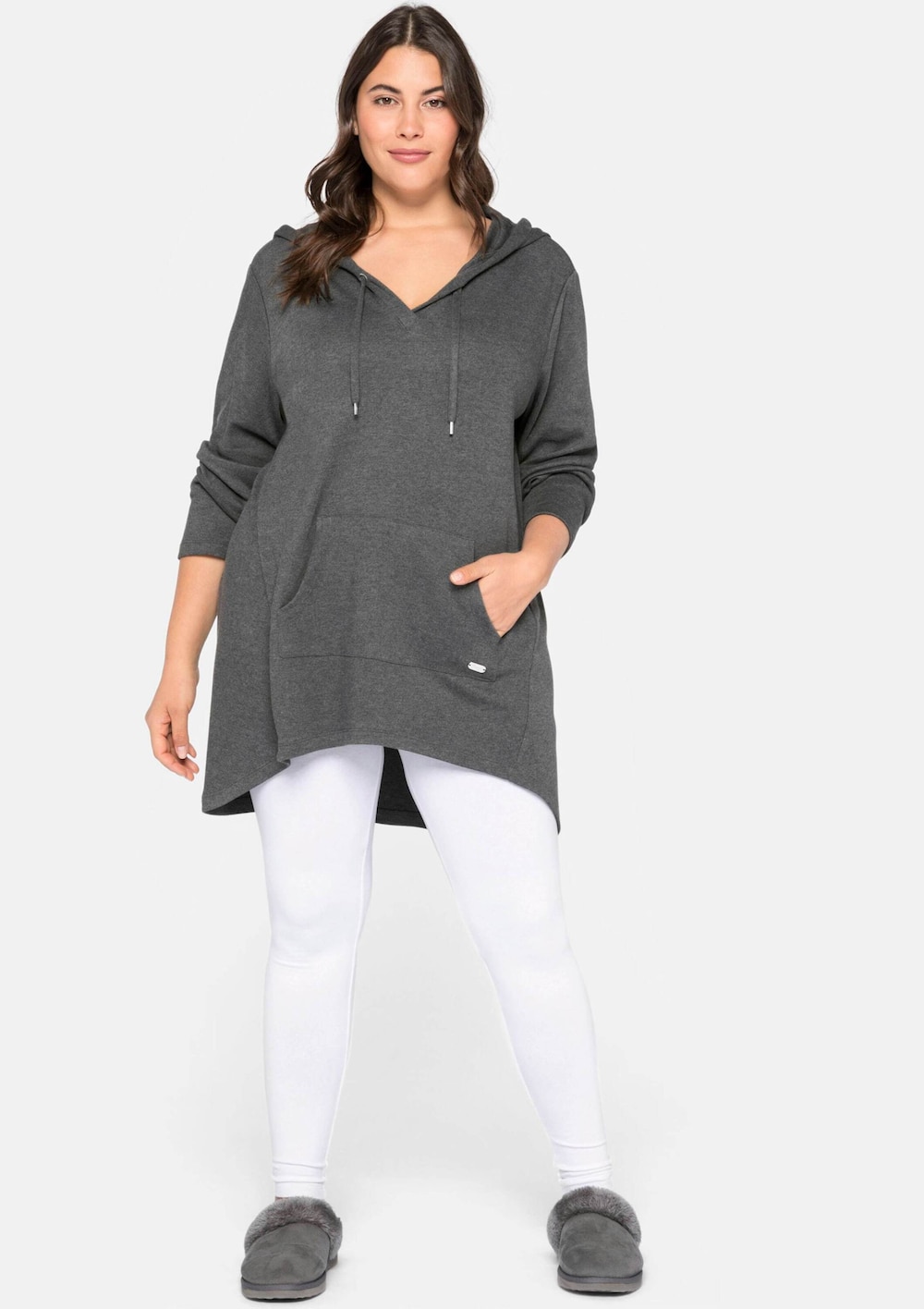 Longshirt Langarm Uni Mit Kapuze