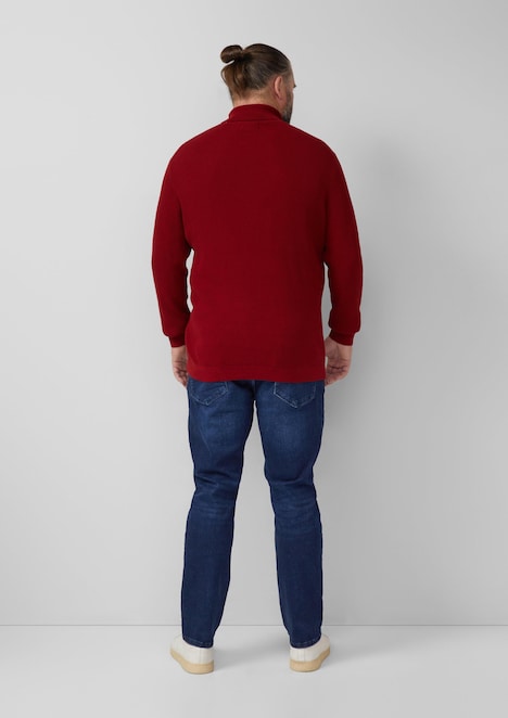 Strukturmix-Pullover aus reiner Baumwolle mit Rollkragen