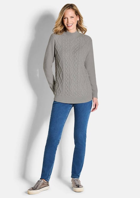 Langarm Viskoseoberteil im Zopfmuster