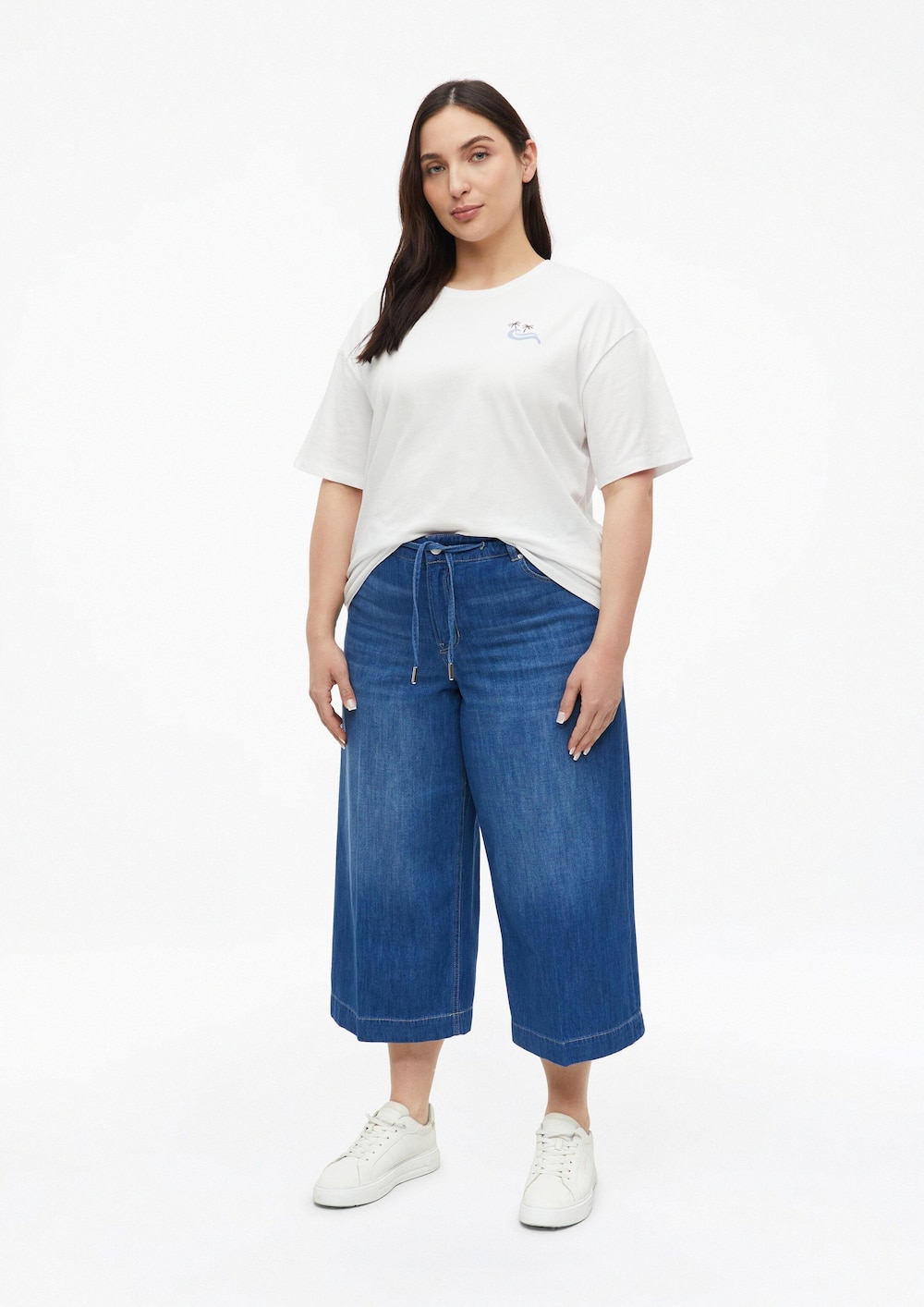 Culotte-Jeans / High Rise / Wide Fit / im Leinenmix