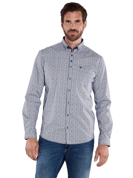 engbers Herren Langarm-Hemd gestreift , Marineblau