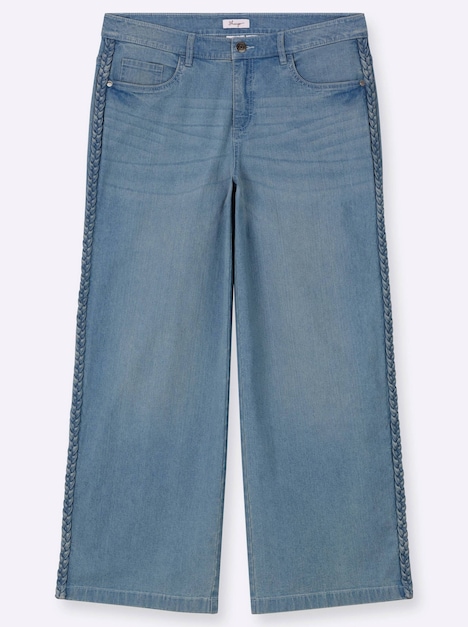 Jeans Jeans mit geflochtenen Streifen am weiten Bein normal Formbund
