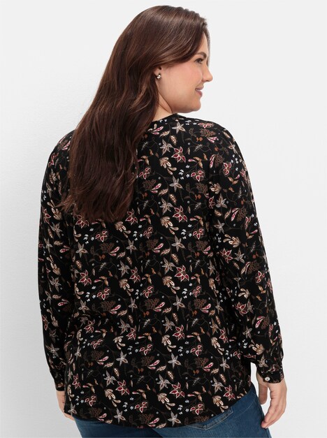 Tunika Langarm Uni Ohne Kragen