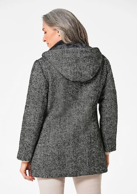 Wollmantel mit Fischgräten-Muster