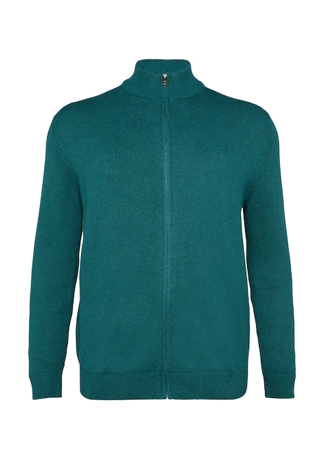 Strickjacke mit Stehkragen und Logo-Detail