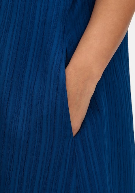 Blusenkleid Kurzarm Uni Polokragen