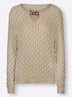 Pullover Langarm Ajour Uni Ohne Kragen