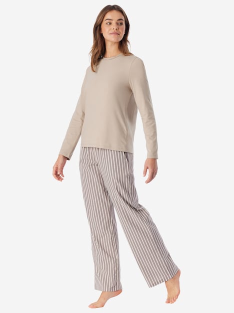 Schiesser Damen Pyjamaoberteil Mix Relax brighttaupe