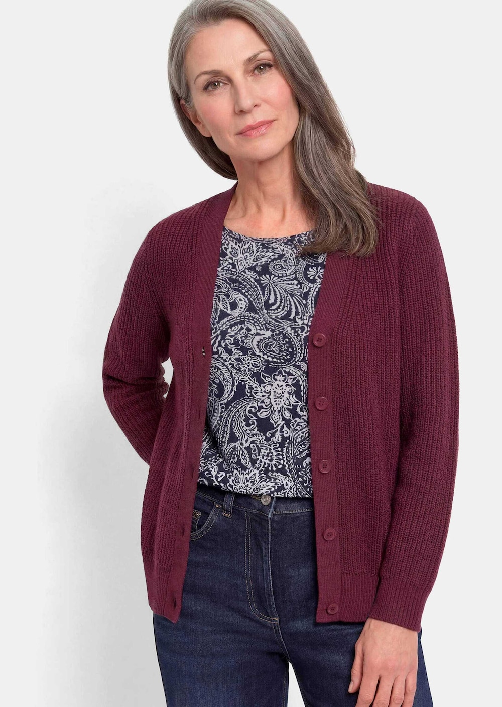 Elegante Strickjacke mit V-Ausschnitt