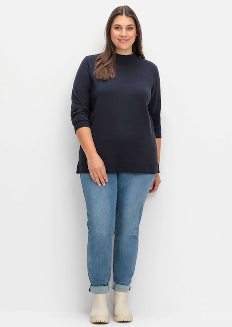 Strickpullover Langarm Uni Stehkragen