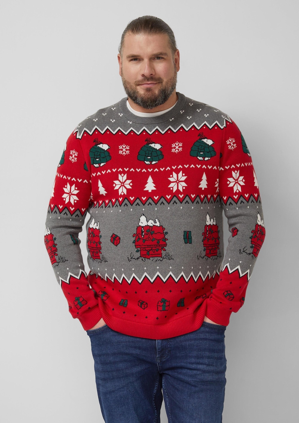 Weihnachtspullover aus reiner Baumwolle mit Peanuts®-Motiv