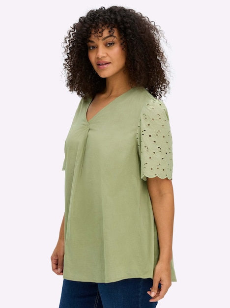 Kurzarmbluse Kurzarm Ohne Kragen