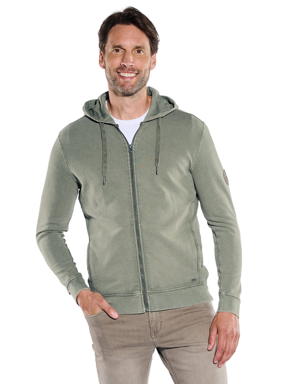 Herren Sweatjacke mit Kapuze , Khaki