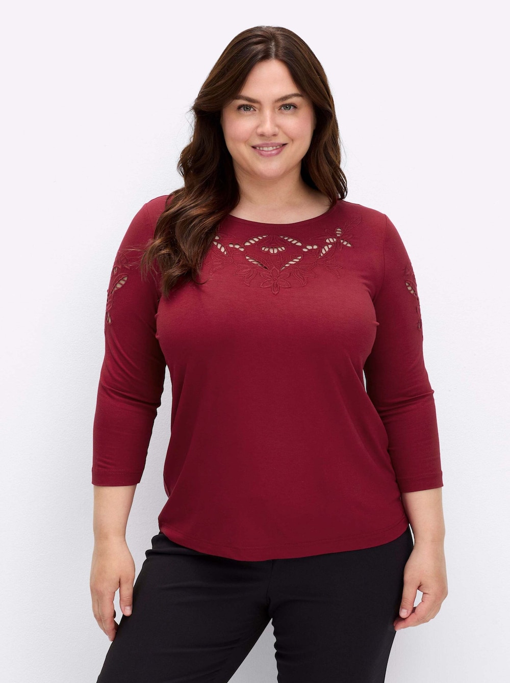 Shirt 3/4-Arm Uni Ohne Kragen