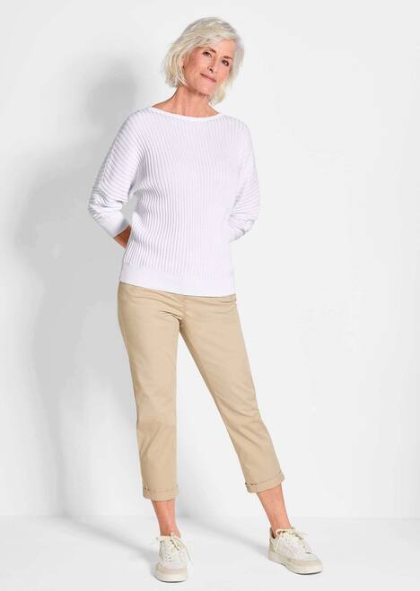 Baumwollmix mit Fledermausärmeln und Rippstruktur