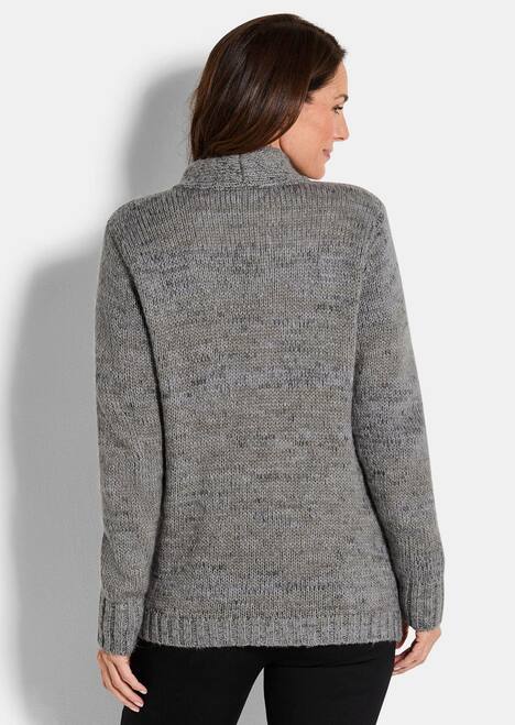 Langarm Melange-Cardigan, flauschig