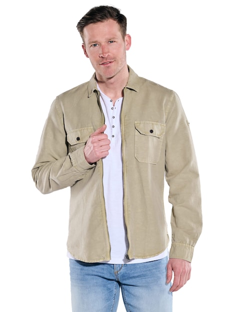 Herren Overshirt mit Leinenanteil , Beige
