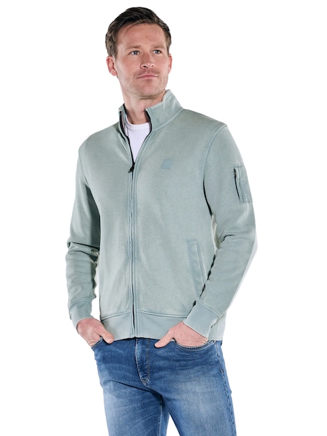 Herren Sweatjacke Stehbund , Mittelblau