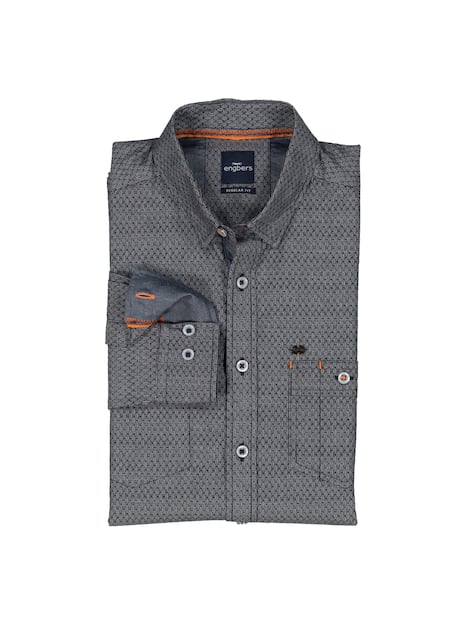 engbers Herren Langarm-Hemd strukturiert , Silbergrau