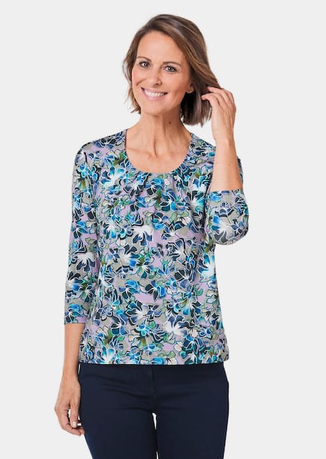 Florales Halbarmshirt mit Rundhals